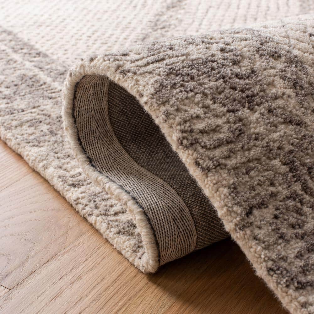 Elysian Ivory & Grey Abstract Hand-Tufted Wool Area Rug - 9' x 12'