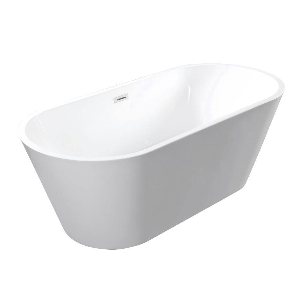 67 in. x 31 in. Acrylic Flatbottom Freestanding Soaking Tub in Glossy White Stand Alone Soaking Tub Toe-tap Chrome Drain price history on PriceWatchPro