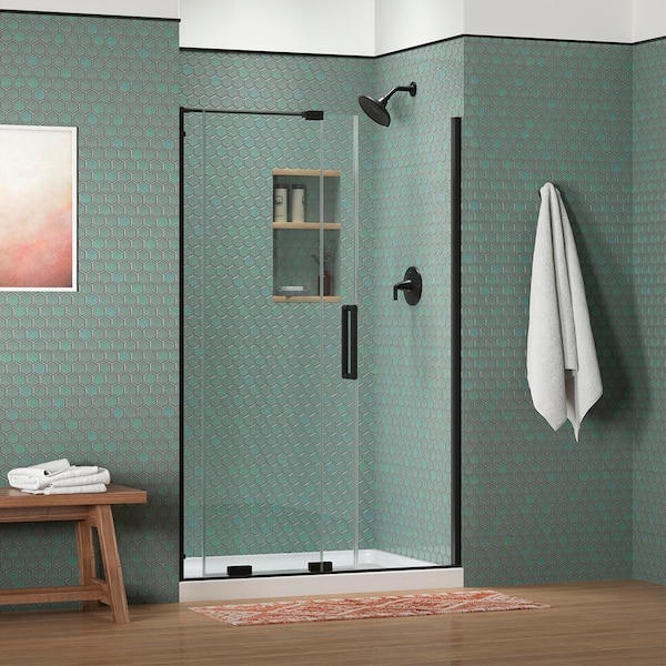 KOHLER Echelon 44-48 in. W x 72 in. H Sliding Frameless Shower Door in Matte Black with 5/16 in. Thick Crystal Clear Glass