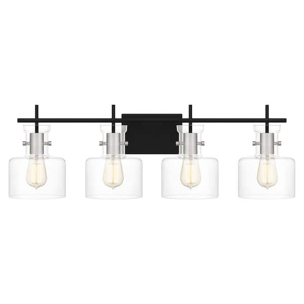 Pensbury 32 in. 4-Light Matte Black Vanity Light