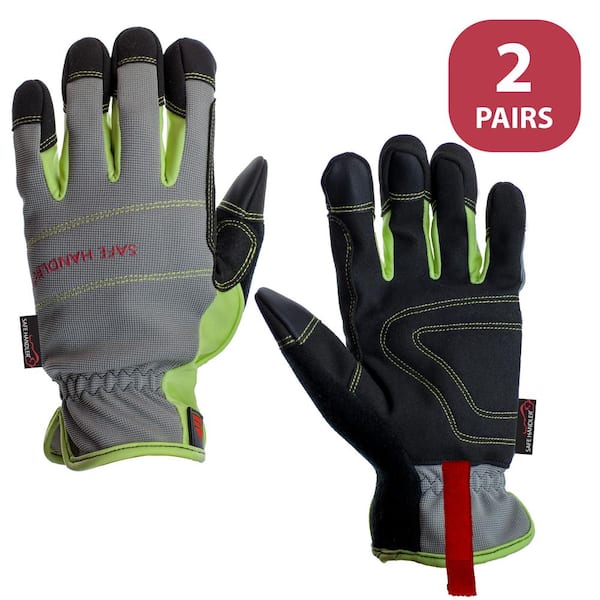 BISON LIFE L/XL Polyurethane, High Visibility Tech Gloves, Touch Screen Compatible Fitted Wrists (2-Pairs)