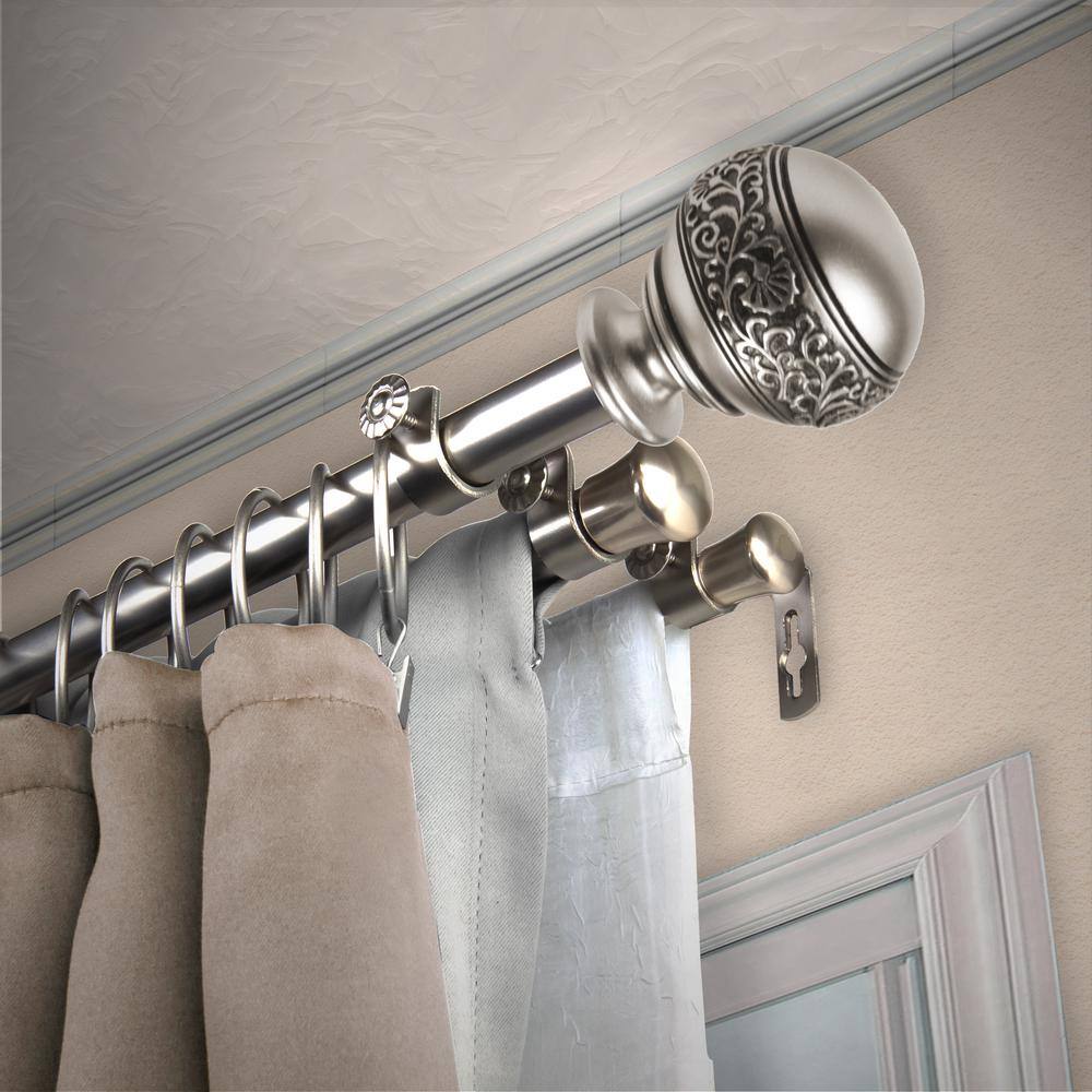 "13/16"" Dia Adjustable 120"" to 170"" Triple Curtain Rod in Satin Nickel with Douglas Finials" price history on PriceWatchPro