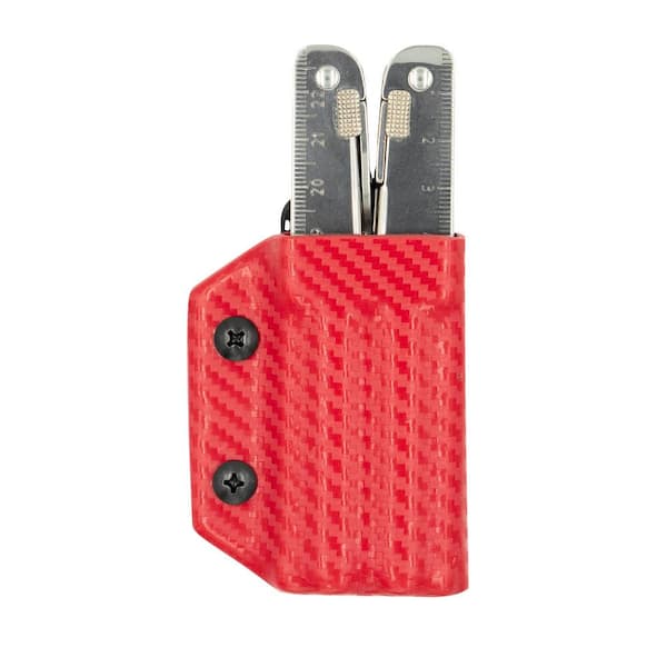 Clip & Carry Kydex Multi-Tool Sheath for Victorinox Swisstool (Multi-Tool Not Included) Multi-Tool Holder Holster Carbon Fiber- Red
