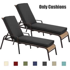 22 in. x 72 in. Outdoor Chaise Lounge Cushion in Charcoal (2-Pack)