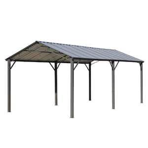 16 ft. x 10 ft. Outdoor Carport with Galvanized Steel Roof Multi-Purpose Shelter for Cars Boats and Tractors