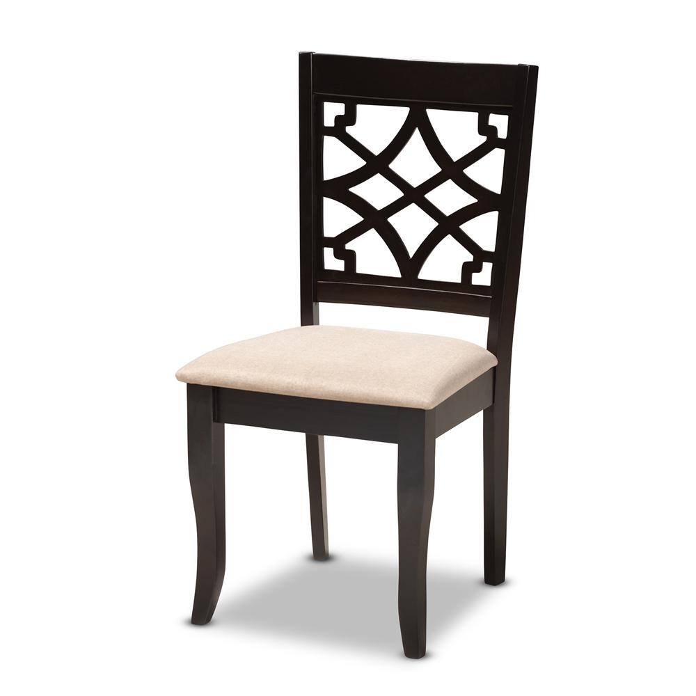 Espresso Oak and Sand Upholstered Parsons Dining Chair