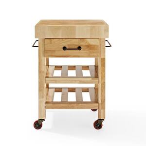 Marston Natural Kitchen Cart With Butcher Block Top