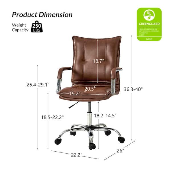 JAYDEN CREATION Dud Brown Modern Faux leather Swivel Task Chair