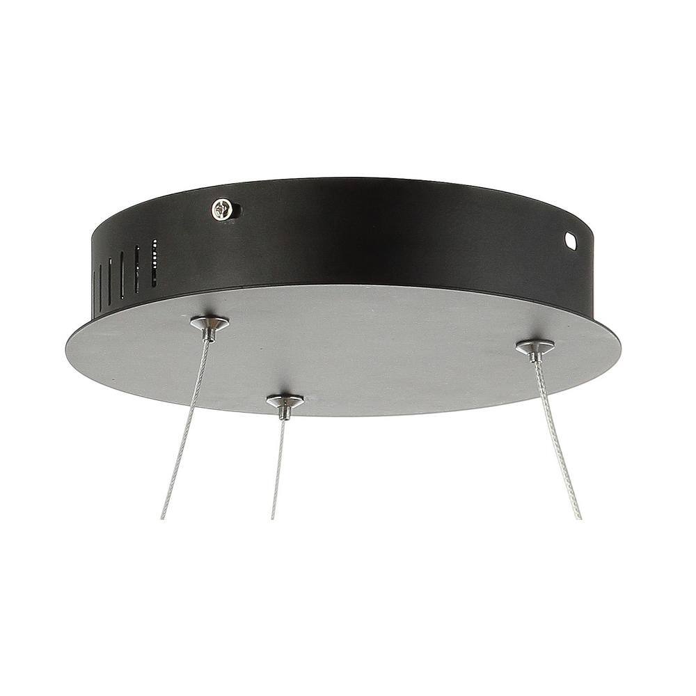 Matte Black Modern LED Drum Pendant Light - 15.75" Diameter