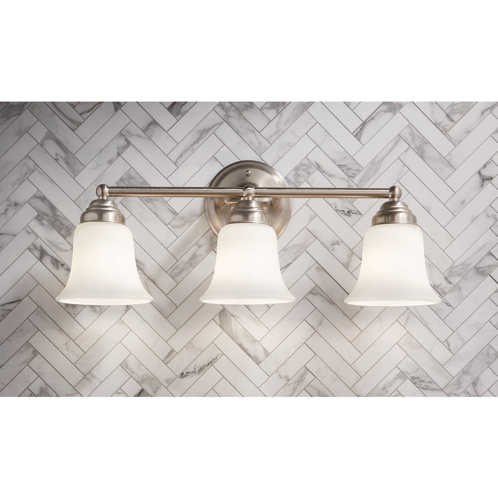 Hampton Bay Ashhurst 3-Light Brushed Nickel Classic Traditional