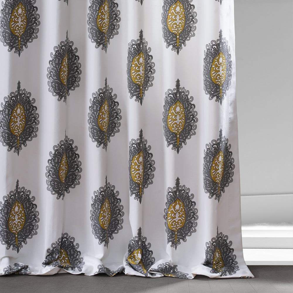 Mayan Gold Printed Cotton Twill Room Darkening Curtain Panel
