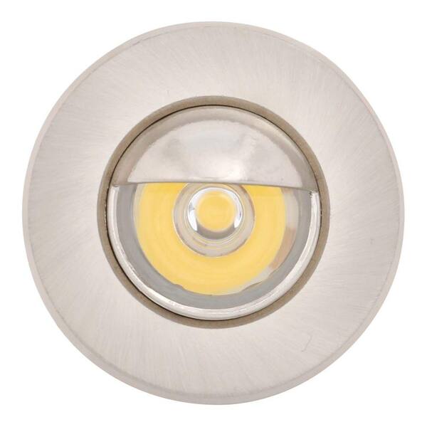 Armacost Lighting Mini Warm White Integrated LED Recessed Puck Light with 1.5 in. Brushed Steel Trim Ring