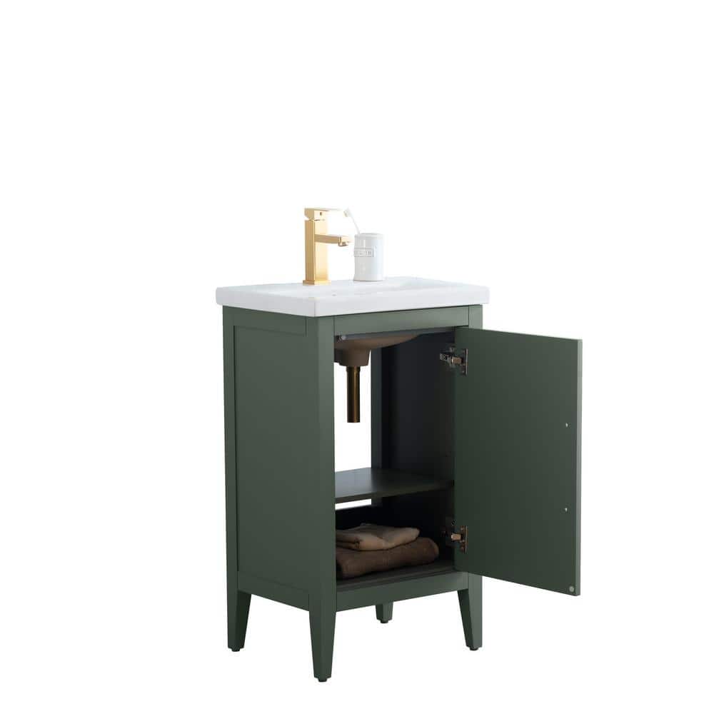 20'' Vintage Green Single Bathroom Vanity with Ceramic Top