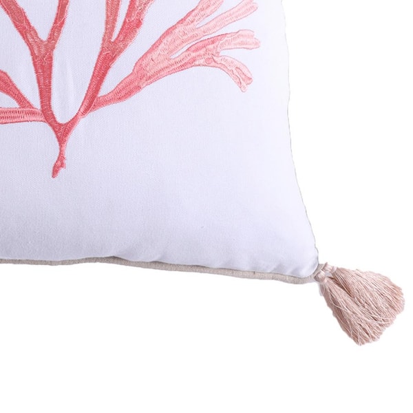 Red Coral Embroidered Pillow