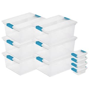 Deep Clip Clear Plastic Tote (6 Pack) and Mini Clip Storage Box (4 Pack)