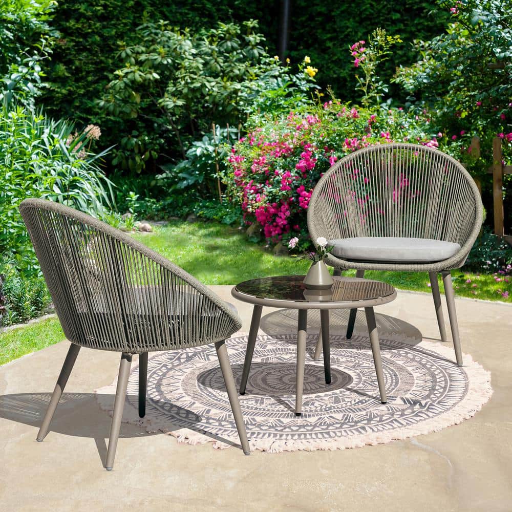 Nuu Garden 3-Piece Metal Patio Bistro Set Outdoor Conversation Set With ...