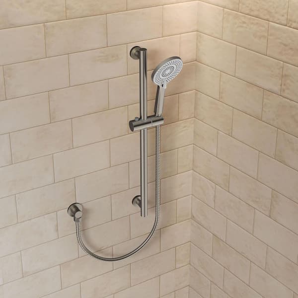 Minimalist 3-Spray Wall Mount Handheld Shower Head with Slide Bar 1.8 GPM in Brushed Nickel