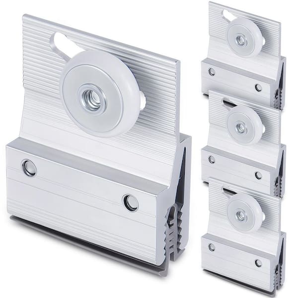 4-Piece Frameless Shower Door Top Bracket Roller Assembly Ball Bearing 3/4 in. Plastic Wheel in Chrome