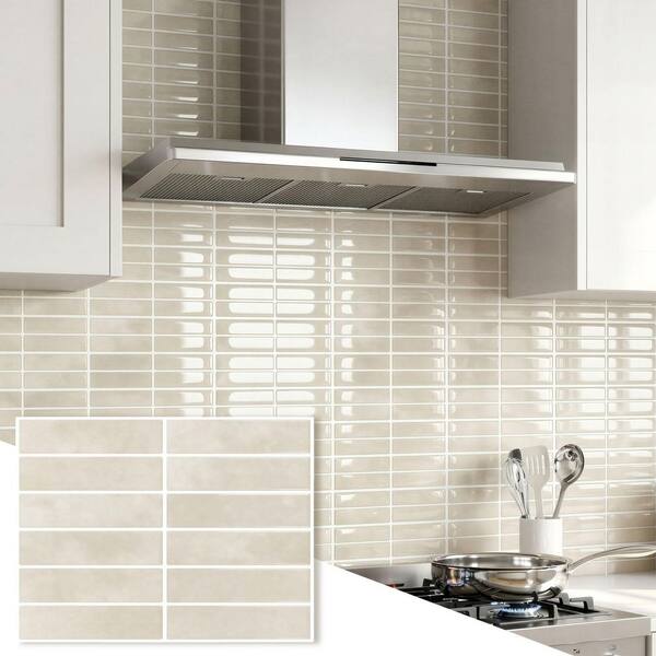 10-Piece 9 in. x 11.4 in. Beige 3D Marble Pattern Peel and Stick Backsplash Tile Wall Decal