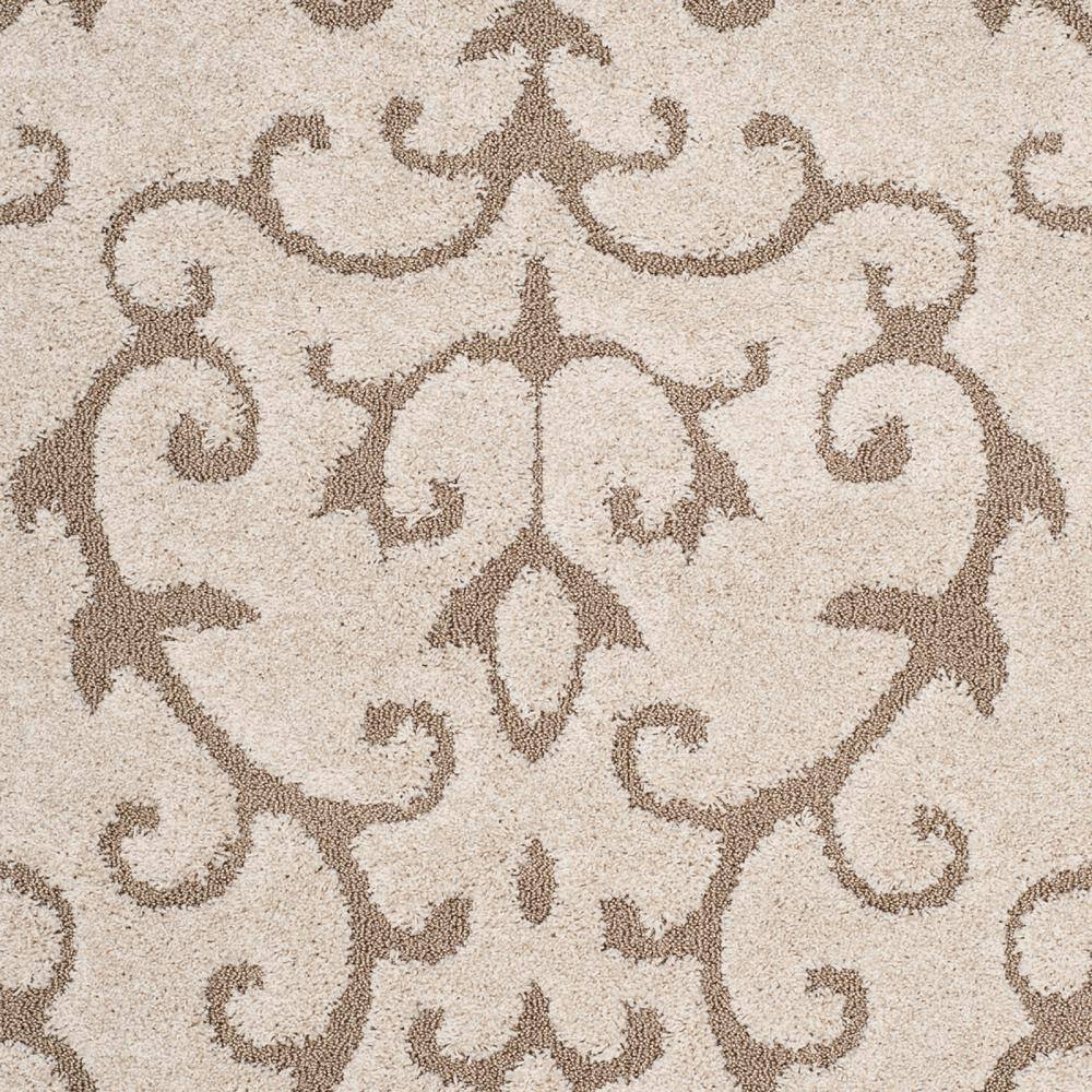 Elegant Cream Beige Floral Shag Area Rug, 8' x 10', Handmade & Reversible