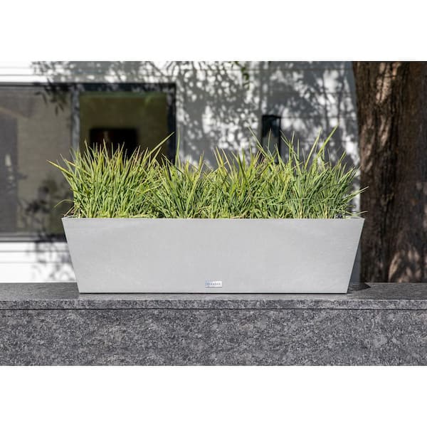 Extra Large Gray Plastic Rectangular Windox Box Planter with Drainage Holes (9 in. L x 36 in. W x 9 in. H) (2-Pack)