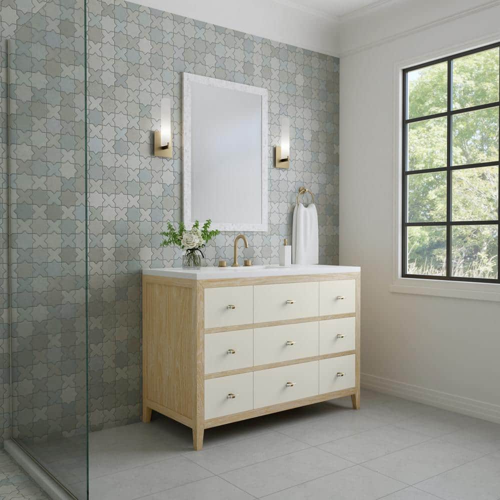 Celeste 48.0 in. W x 23.5 in. D x 36 in. H Single Bathroom Vanity Sunwashed Oak with Quartz Top price history on PriceWatchPro