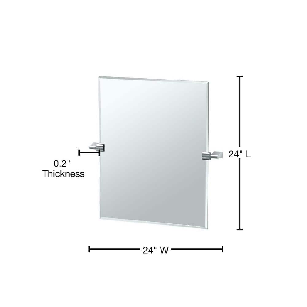 24" Chrome Frameless Rectangular Wall Mirror