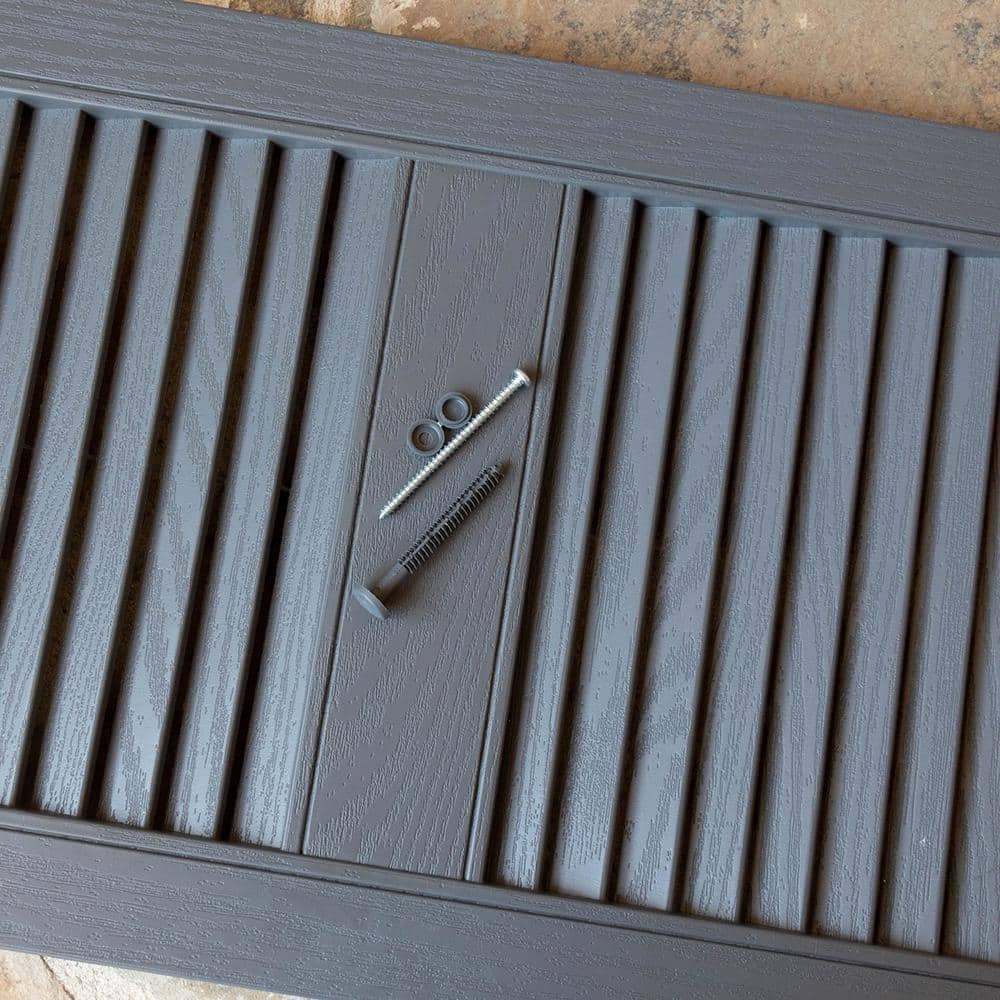 14.5 in. x 43 in. Louvered Vinyl Exterior Shutters Pair in Wineberry