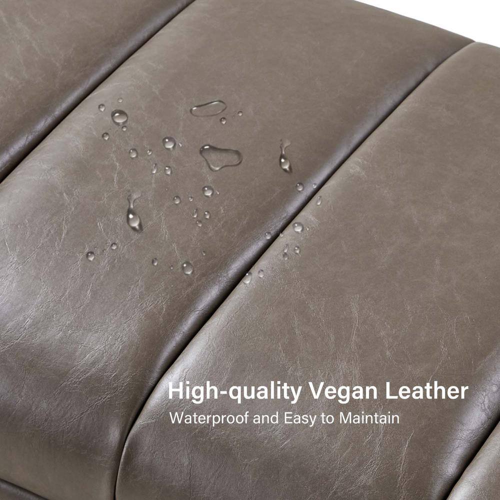 Leander Camel 52.5 in.W Modern Industrial Channel Tufted Upholstered Bench with Metal Legs - thumbnail 5