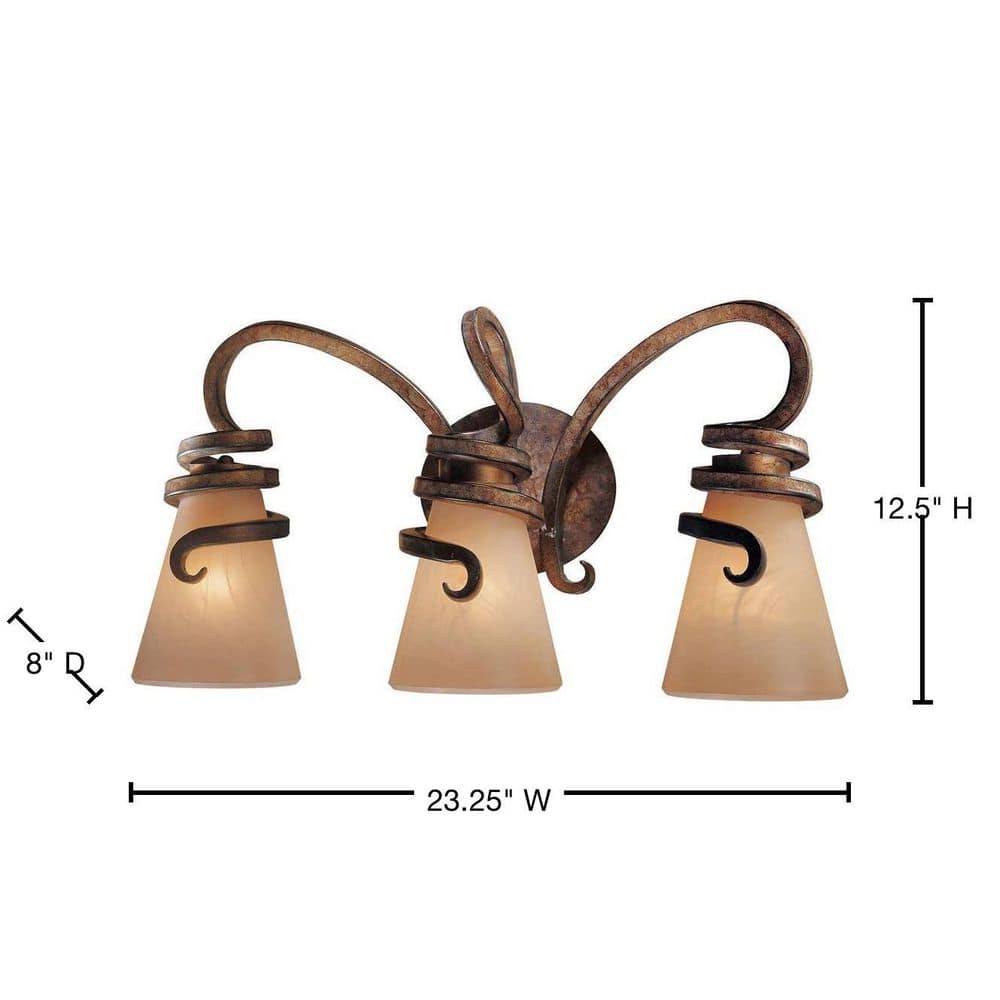 Tofino Bronze 3-Light Bath Vanity with Mabre Grabar Glass