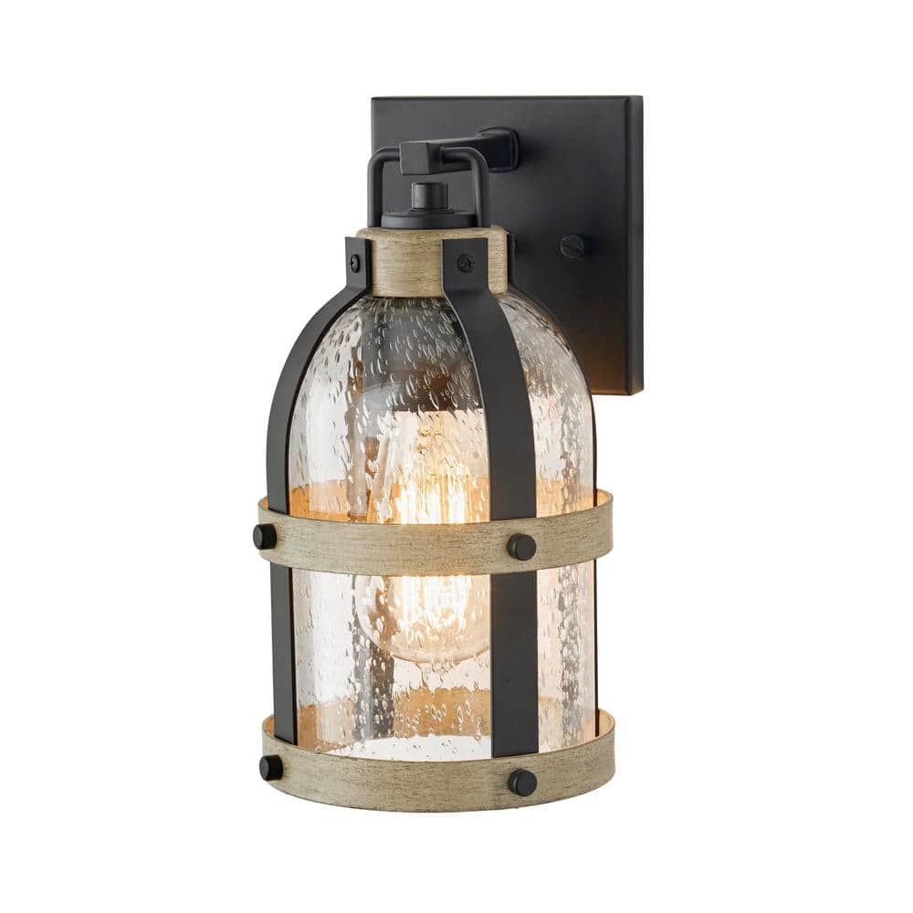 Hampton Bay Brown Small Wood Lantern with Metal Top DC14-11768