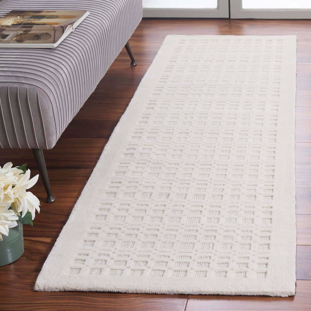 Impressions 2 ft. x 8 ft. Ivory Geometric Solid Color Runner Rug price history on PriceWatchPro