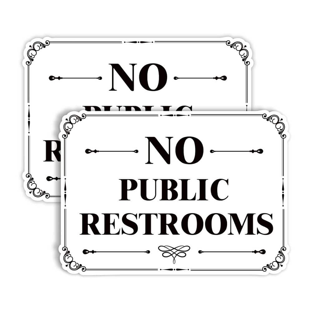 2pcs Frosted Vinyl Self-Adhesive No Public Restroom Sign Sticker Retro Frame Indoor Outdoor Business Door Decal price history on PriceWatchPro
