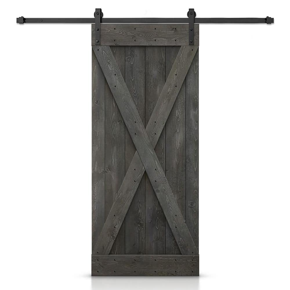38 in. x 80 in. X Series Solid Core Carbon Gray Stained DIY Wood Interior Sliding Barn Door with Hardware Kit price history on PriceWatchPro