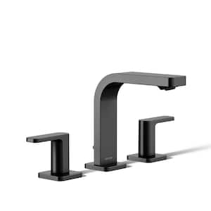 Parallel 8 in. Widespread 2-Handle Bathroom Faucet with Lever Handles in Matte Black