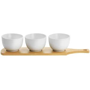 Gracious Dining 4.5 in. White Ceramic Round Tidbit Chip and Dip Server Bowl Set of (4-Pieces)