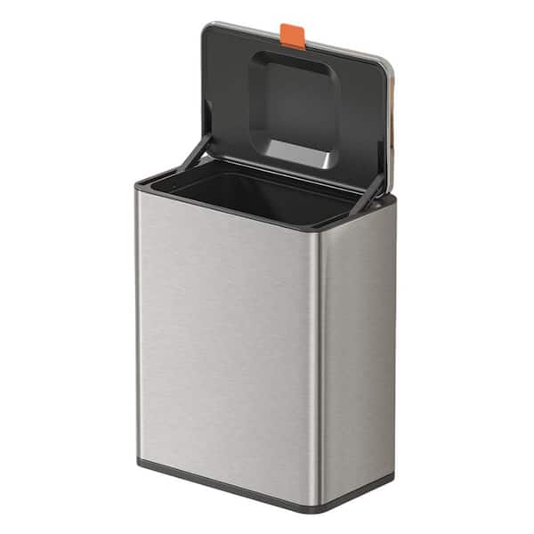 Kitchen Compost Bin Hanging Trash Can with Lid 2.1 Gal. Stainless Steel Garbage Can for Cabinet Door Under Sink Silver