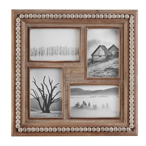 Barnyard Designs 4x6 Collage Picture Frames, 5 Photo openings for Multiple Pictures, Distressed Rustic Wood Farmhouse Frame for Wall, White