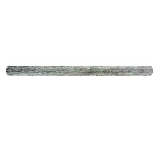 Apollo Tile Grandis 0.8 in. x 12 in. Gray Marble Polished Pencil Liner Tile Trim (0.667 sq. ft./case) (10-pack)