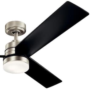 Spyn 52 in. Indoor Brushed Nickel Downrod Mount Ceiling Fan with Integrated LED with Wall Control Included