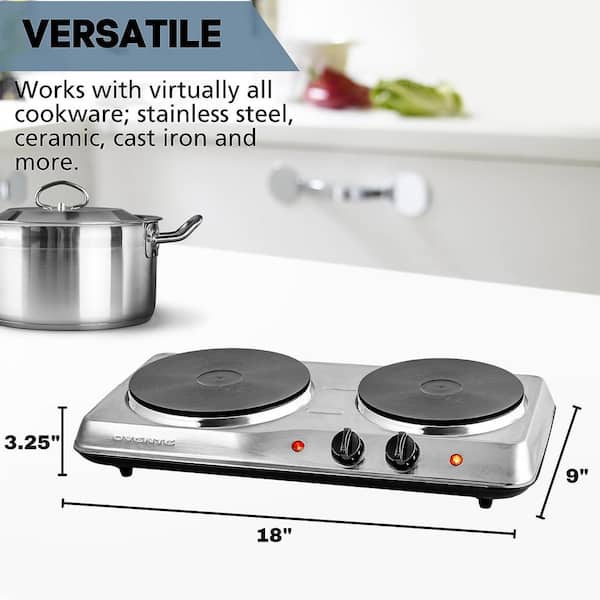 OVENTE Double Coil Burner 6 in. and 5.75 in. Silver Hot Plate BGC102S - The  Home Depot