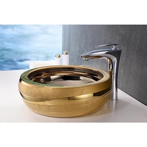 Regalia Series Round Glass Vessel Sink in Smoothed Gold