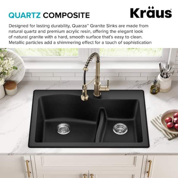 KRAUS Quarza Drop-in/Undermount Granite Composite 33 in. 1-Hole 60