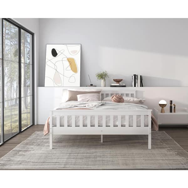 Dwell Home Inc White Pine Shaker Frame Queen Platform Bed