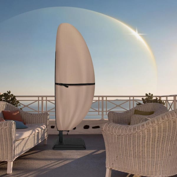5 foot patio umbrella cover Primehome Waterproof Offset Patio Umbrella Cover, 600D for Cantilever Banana Umbrella 7.5-11.5ft with Storage Pole