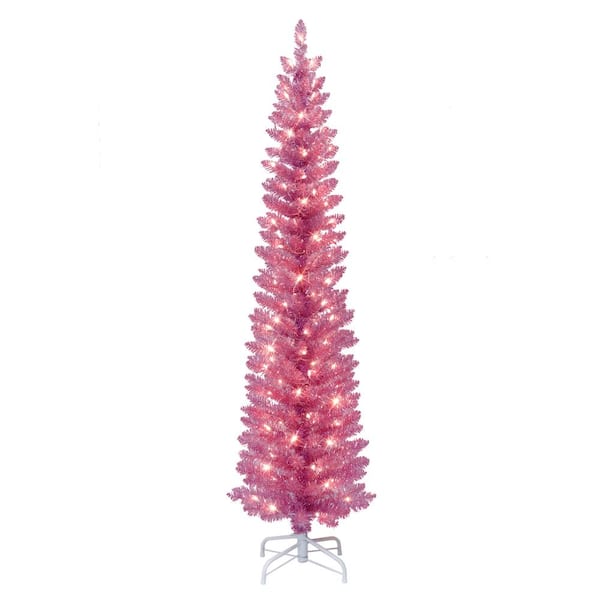 6 ft. Prelit Pink Tinsel Artificial Christmas Tree