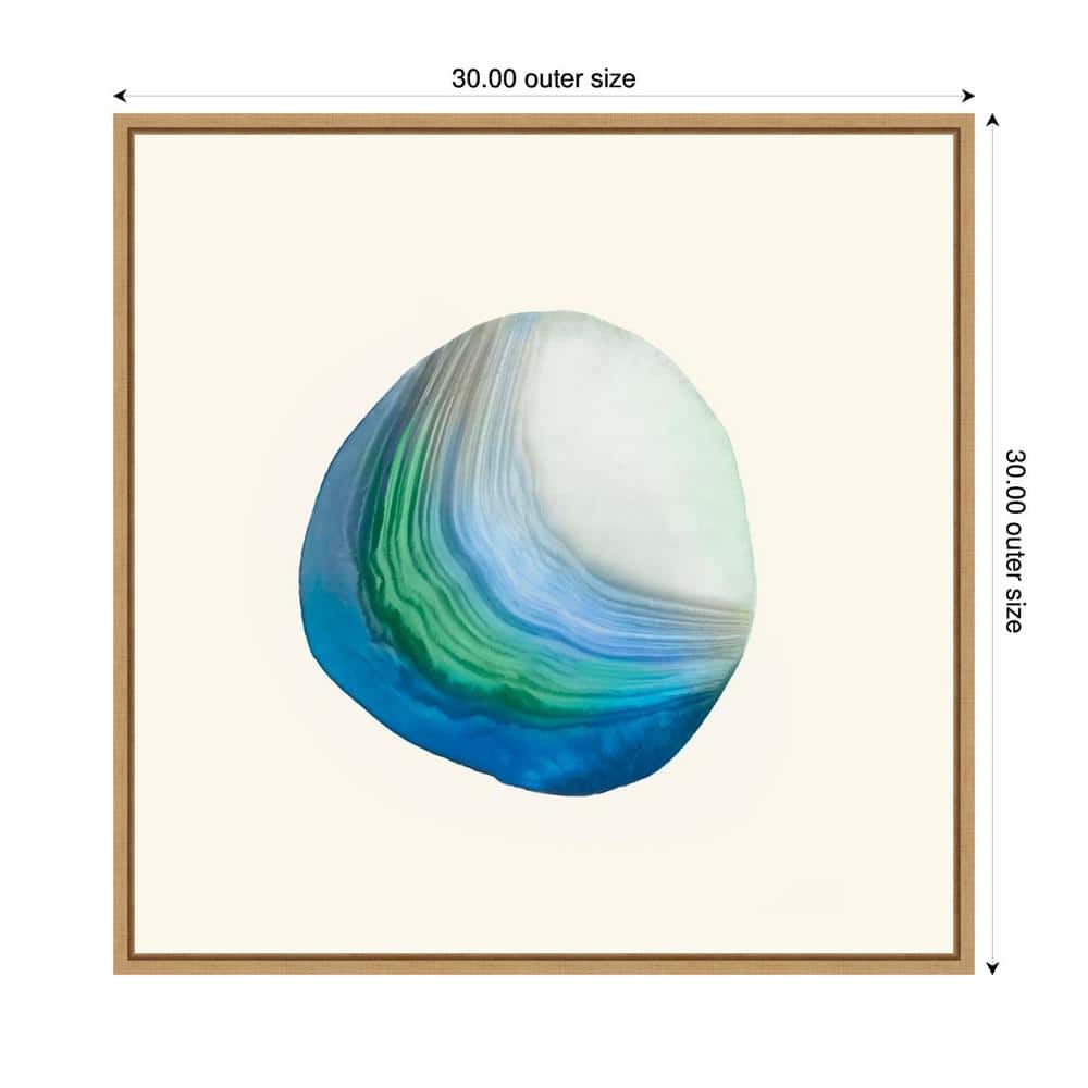Metamorphism III Blue and Green Abstract Canvas Print with Maple Frame