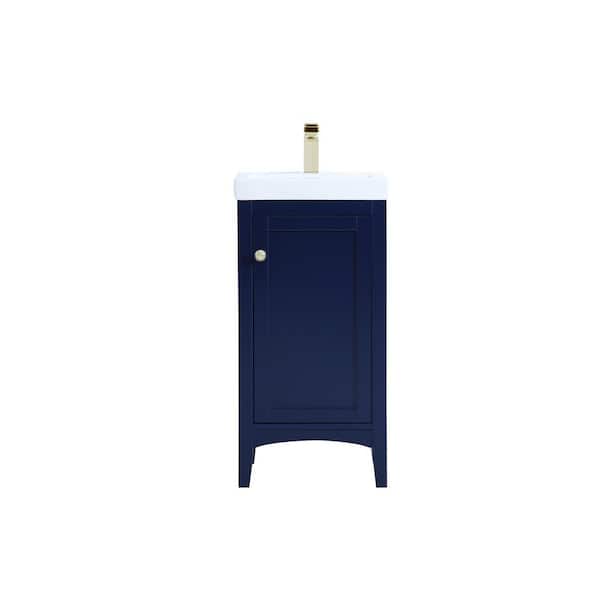 Unbranded Simply Living 17.5 in. W x 13.625 in. D x 34.25 in. H Bath Vanity in Blue with White Resin Top