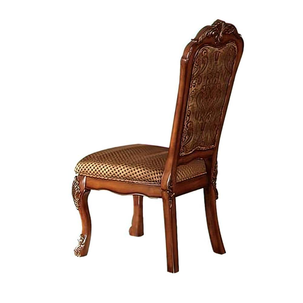 High Back Brown Faux Leather Upholstered Wood Side Chair