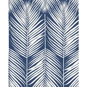 Palm Silhouette Coastal Blue 20.5 in. x 18 ft. Peel and Stick Wallpaper